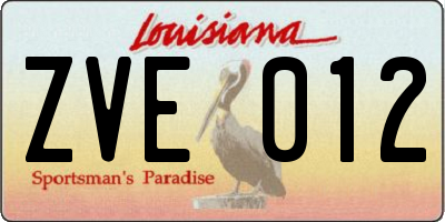 LA license plate ZVE012