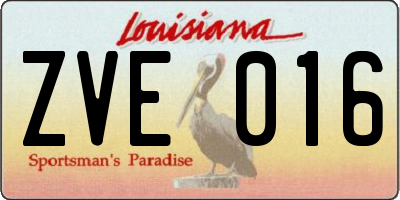 LA license plate ZVE016