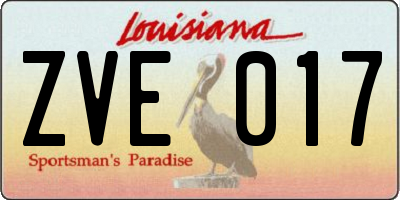 LA license plate ZVE017