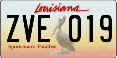 LA license plate ZVE019