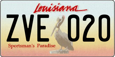 LA license plate ZVE020