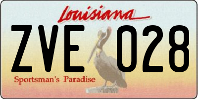 LA license plate ZVE028