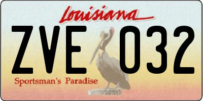 LA license plate ZVE032