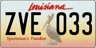 LA license plate ZVE033
