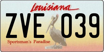 LA license plate ZVE039