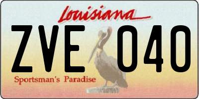 LA license plate ZVE040