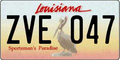 LA license plate ZVE047