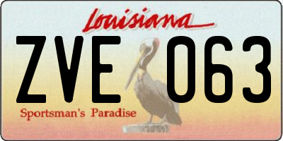 LA license plate ZVE063