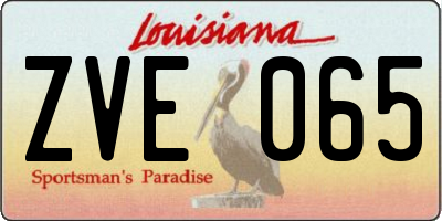 LA license plate ZVE065