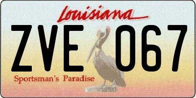 LA license plate ZVE067