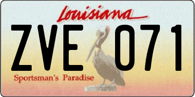 LA license plate ZVE071