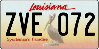 LA license plate ZVE072