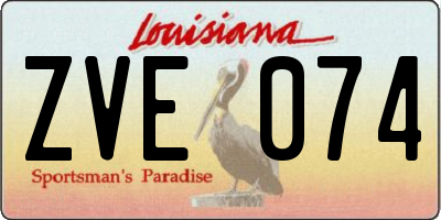 LA license plate ZVE074