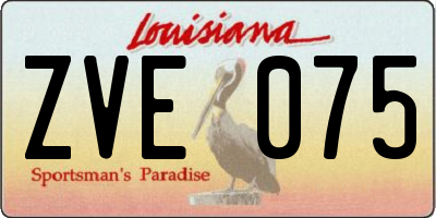 LA license plate ZVE075