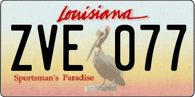 LA license plate ZVE077