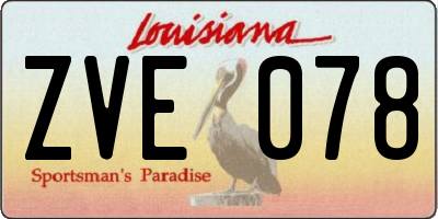 LA license plate ZVE078