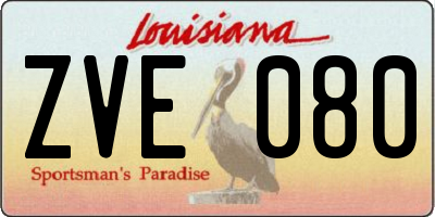 LA license plate ZVE080