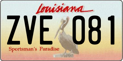 LA license plate ZVE081
