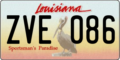 LA license plate ZVE086