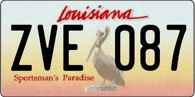 LA license plate ZVE087