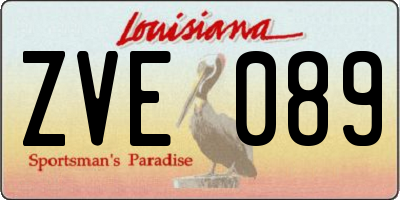 LA license plate ZVE089