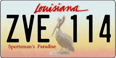 LA license plate ZVE114