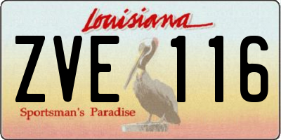 LA license plate ZVE116