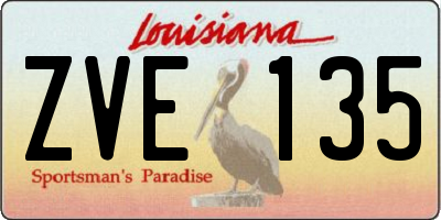 LA license plate ZVE135