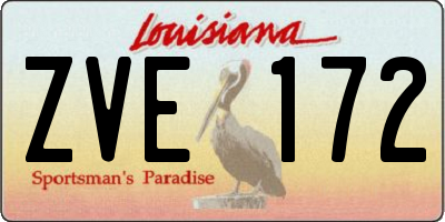 LA license plate ZVE172