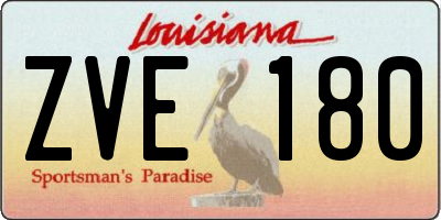 LA license plate ZVE180