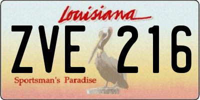LA license plate ZVE216