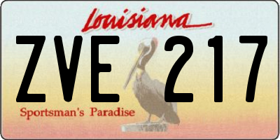 LA license plate ZVE217