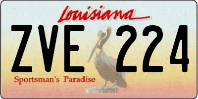 LA license plate ZVE224