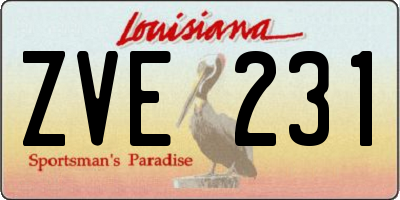 LA license plate ZVE231