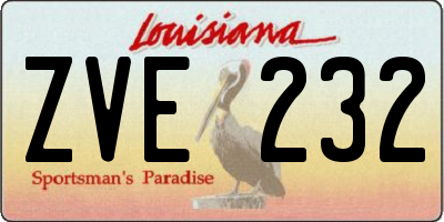 LA license plate ZVE232