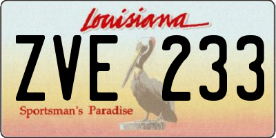 LA license plate ZVE233