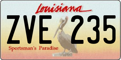 LA license plate ZVE235
