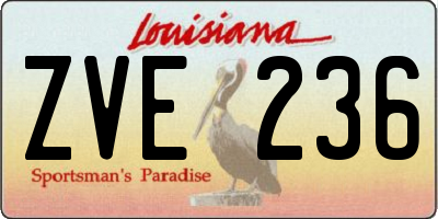 LA license plate ZVE236