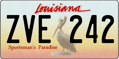 LA license plate ZVE242