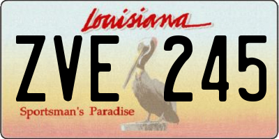 LA license plate ZVE245