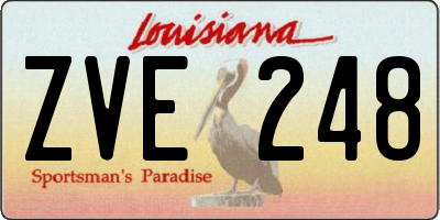 LA license plate ZVE248