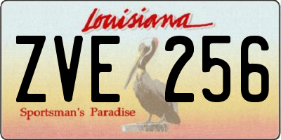 LA license plate ZVE256