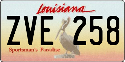 LA license plate ZVE258