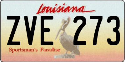 LA license plate ZVE273