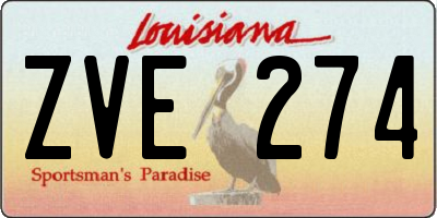 LA license plate ZVE274