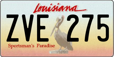 LA license plate ZVE275