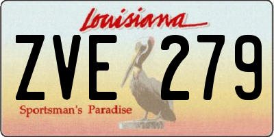 LA license plate ZVE279