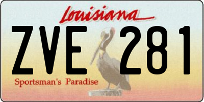 LA license plate ZVE281