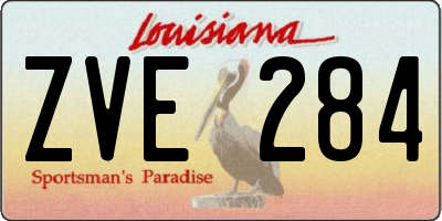 LA license plate ZVE284