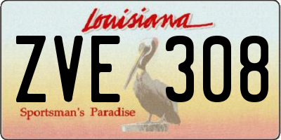 LA license plate ZVE308